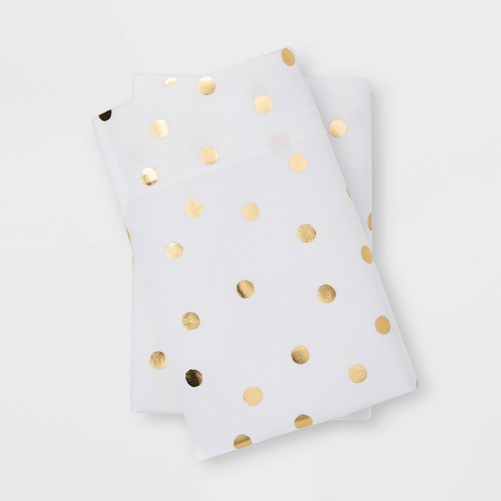 Standard Microfiber Printed Pattern Pillowcase Set Gold Dot - Room Essentials | Target
