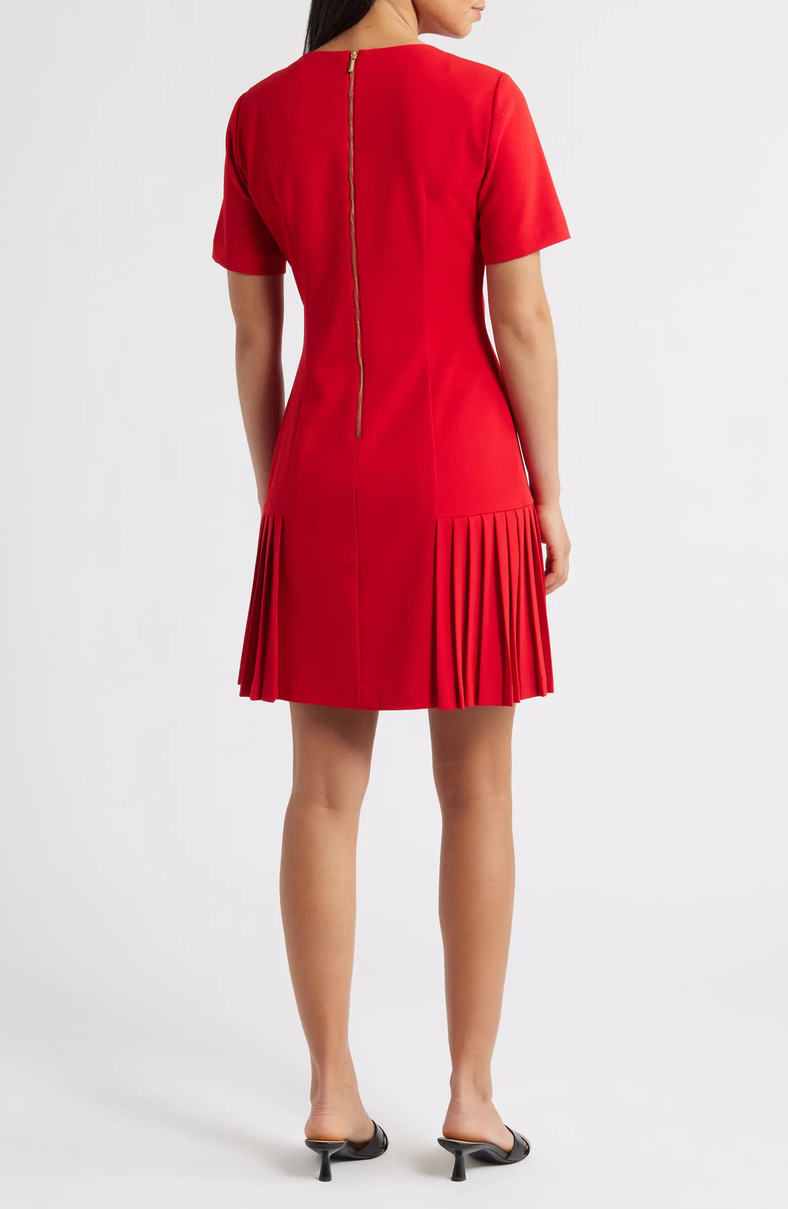 Tahari ASL Kick Pleat Short Sleeve Stretch Crepe Dress | Nordstrom | Nordstrom