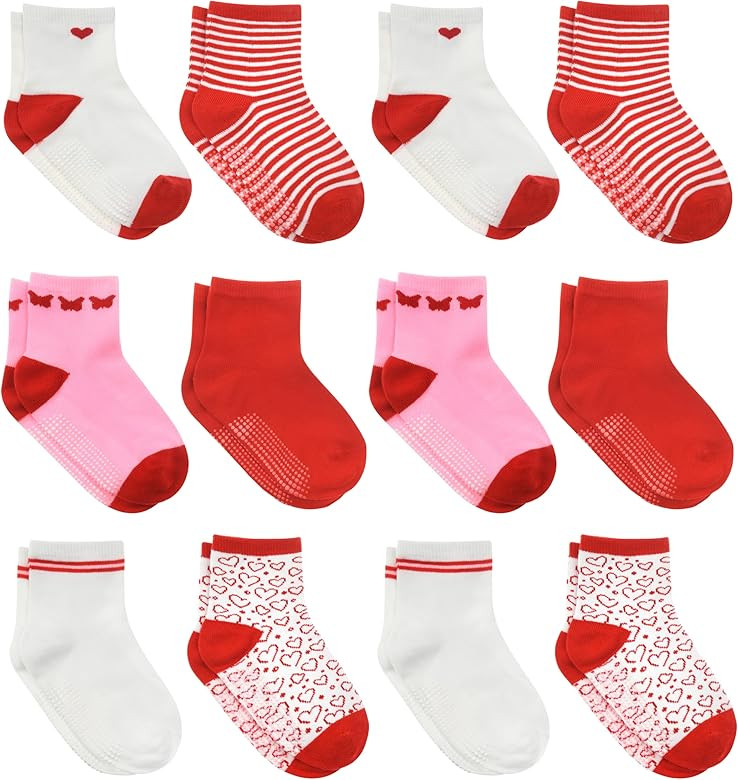 Amazon.com: Debra Weitzner 12 Pairs Non-Slip Toddler Socks With Grips for Baby Boys and Girls - A... | Amazon (US)
