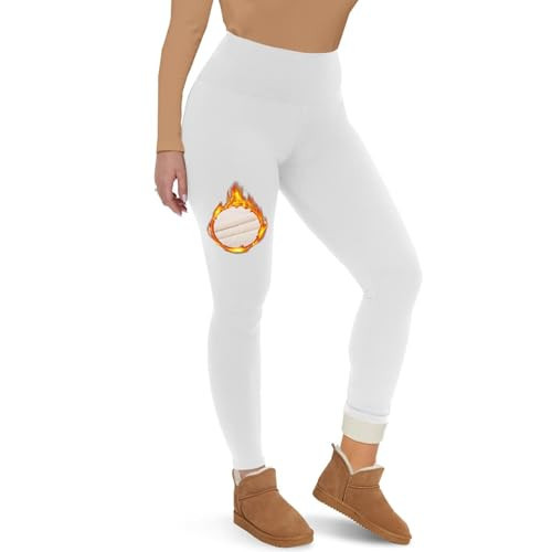 CAMPSNAIL Fleece Lined Leggings Women - Thick Soft High Waisted White Tummy Control Thermal Warm Velvet Pants for Cold Winter | Amazon (US)