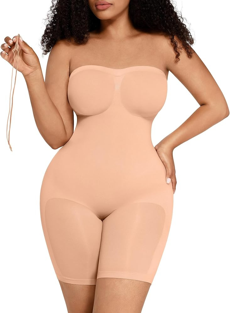 FeelinGirl Strapless Bodysuit for Women Tummy Control Shapewear Wedding Dress Body Shaper with Re... | Amazon (US)