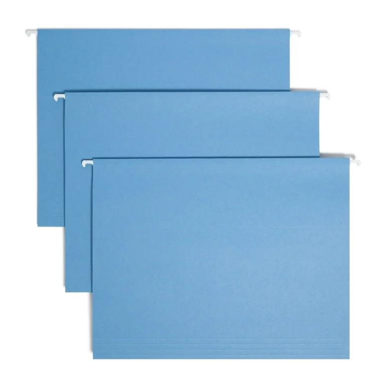Smead® Hanging File Folders, 1/5-Cut Adjustable Tab, Letter Size, Blue, Box Of 25 | Walmart (US)
