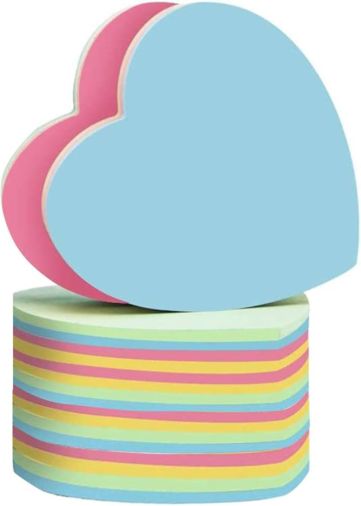 Sticky Notes 2.75 in x 2.75 in 600 Sheets Sticky Memo Heart Shaped - Self Stick Cute Mixed 4 Colo... | Amazon (US)