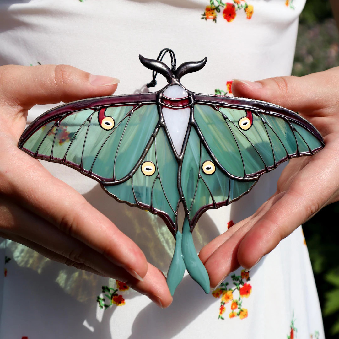 Luna Moth Butterfly Suncatcher, Stained Glass Window Hangings, Unique Christmas Gift, Gift for Mo... | Etsy (US)