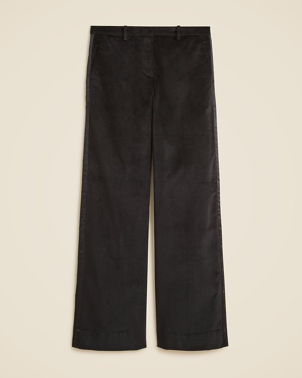 Tall wide-leg trouser with satin stripe in washed velvet | J. Crew US