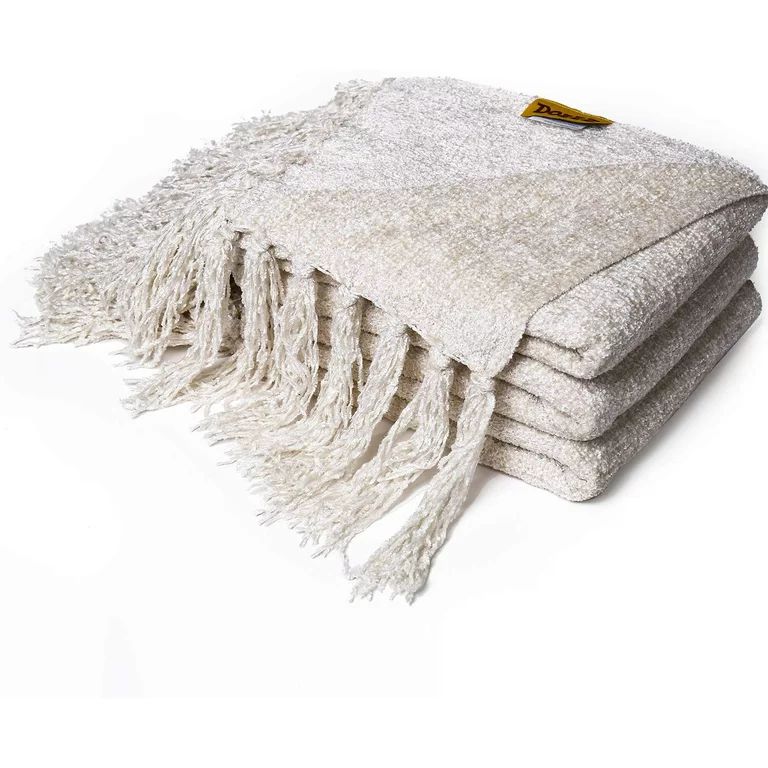 Fluffy Chenille Knitted Throw Blanket Ivory | Walmart (US)