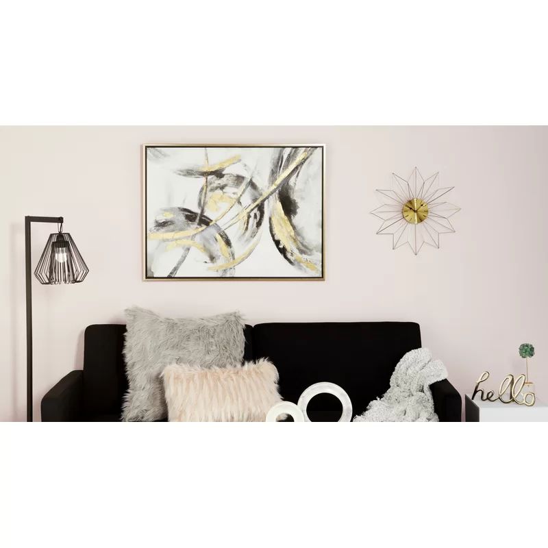 CosmoLiving by Cosmopolitan Gold Canvas Abstract Framed Wall Art with Gold Frame | Wayfair North America