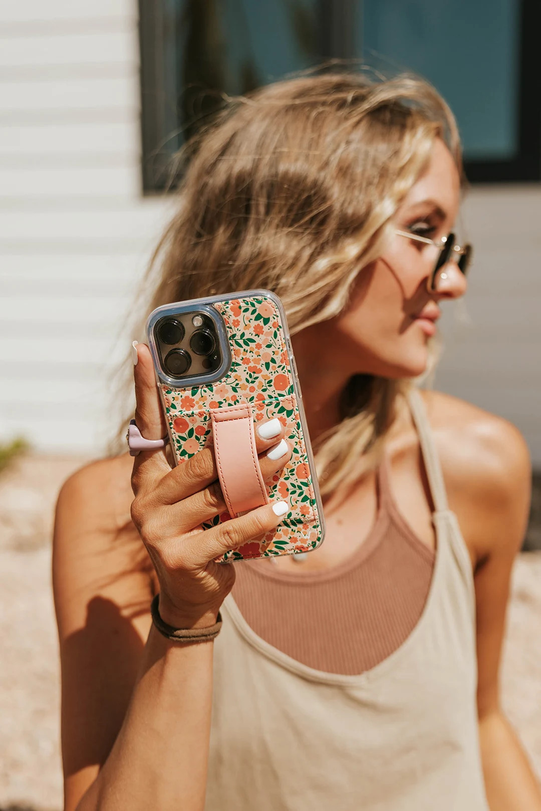 Summer Garden Vegan Leather iPhone Case With Card Holder Finger Loop Adjustable Kickstand walli C... | Etsy (US)