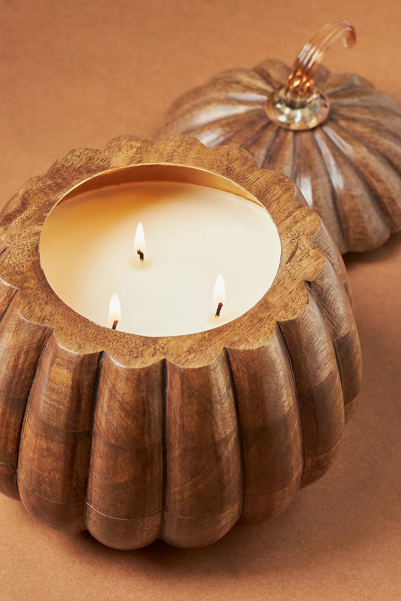 Wooden Pumpkin Spice & Black Walnut Candle | Anthropologie (US)