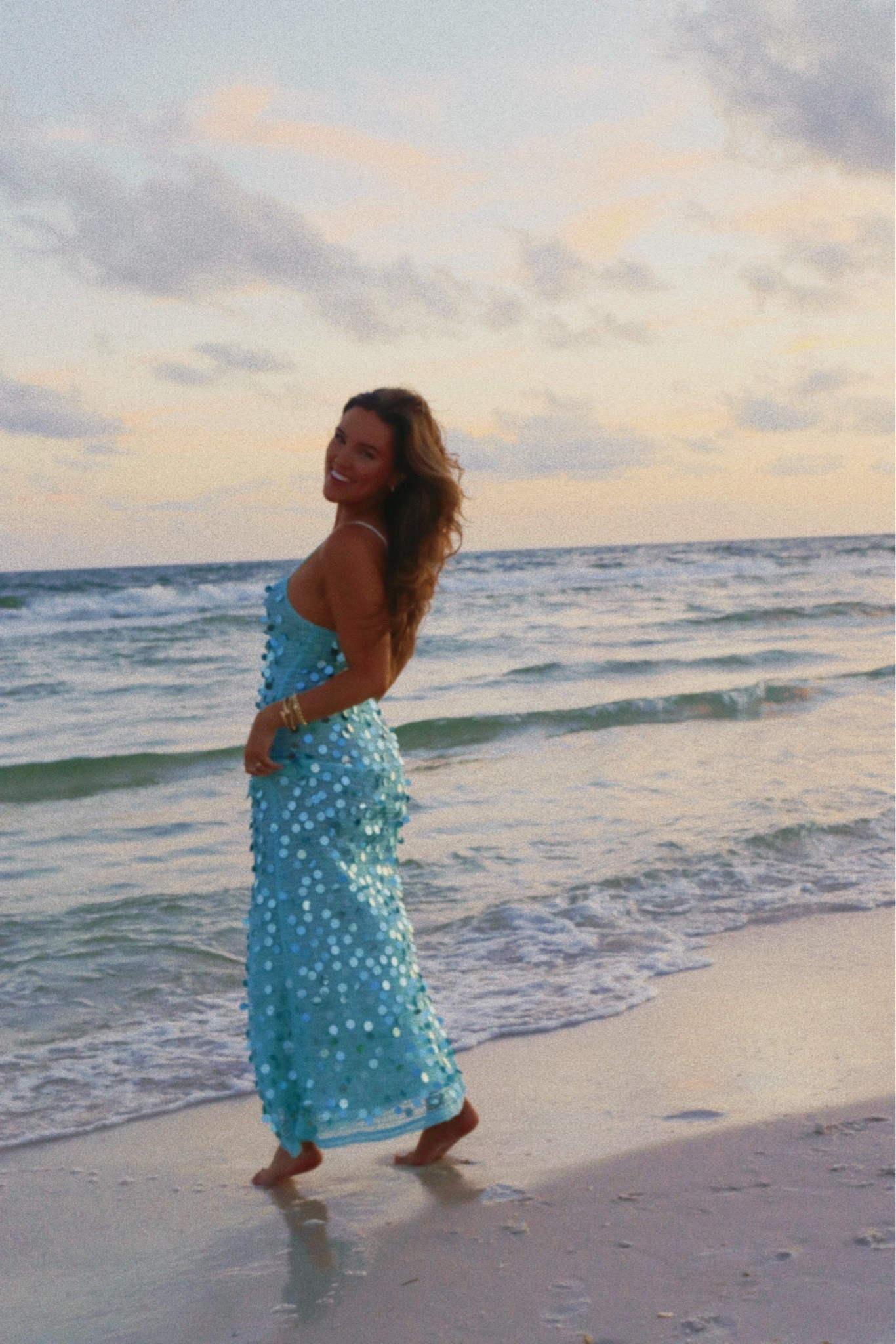 Blue sequin dress for bachelorette trip or beach pictures