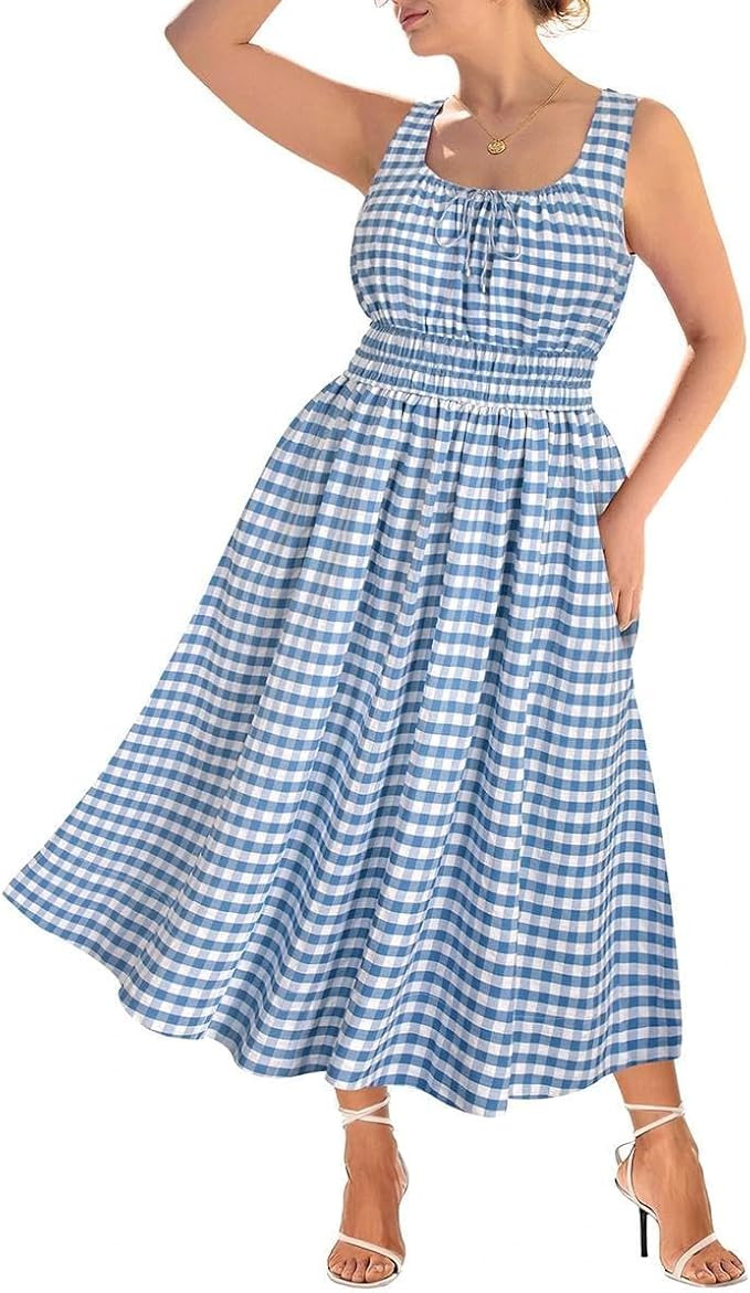 RITERA Women's Spaghetti Strap Dress Plus Size Boho Square Neck Maxi Dresses Beach Sundress Flora... | Amazon (US)