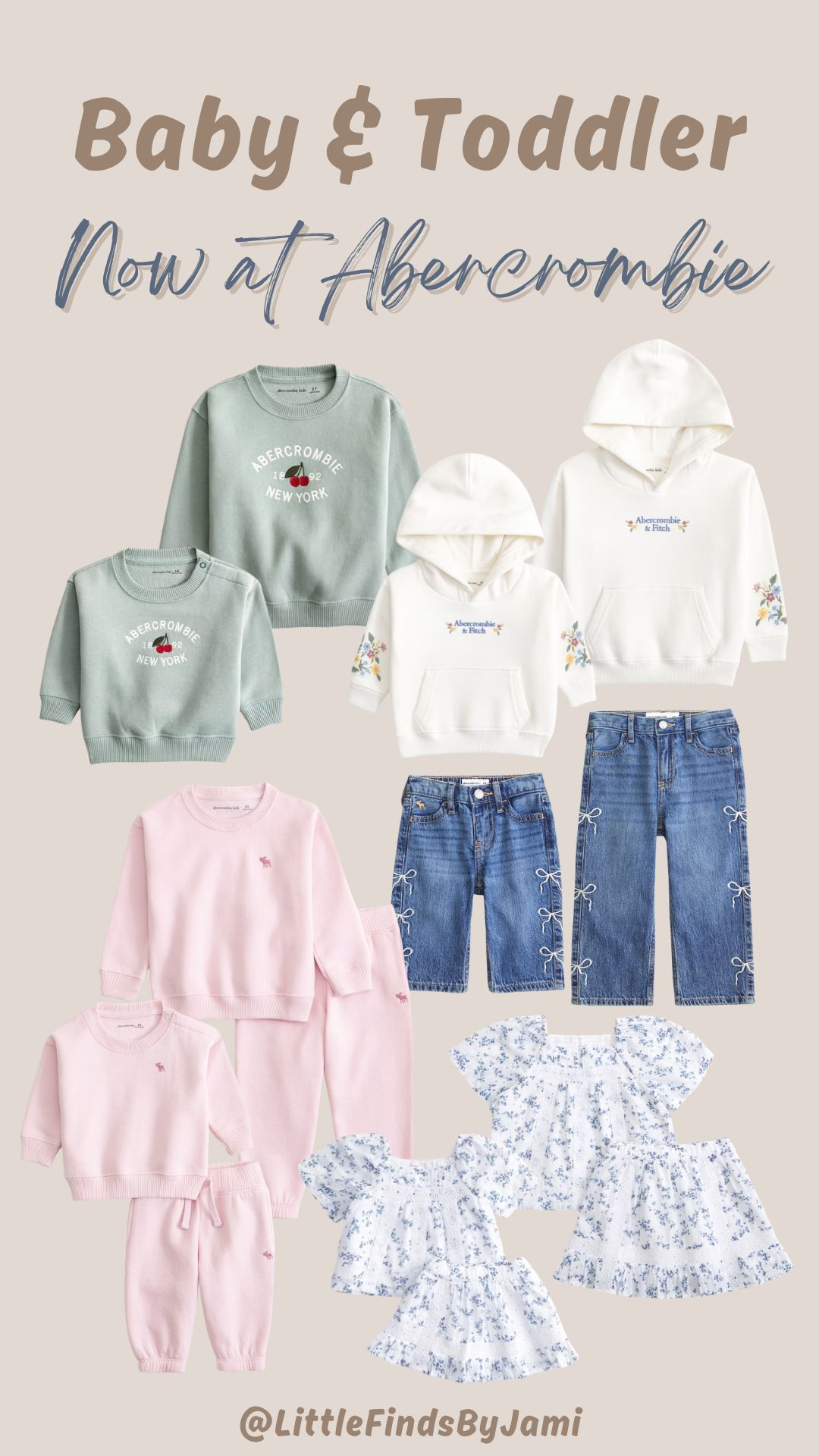 Matching siblings outfits. Toddler and baby girl finds. Sweat set. Sweatshirt. Girl mom. Abercrombie new arrivals. Spring summer. Bow jeans 

#LTKBaby #LTKKids #LTKmomlife