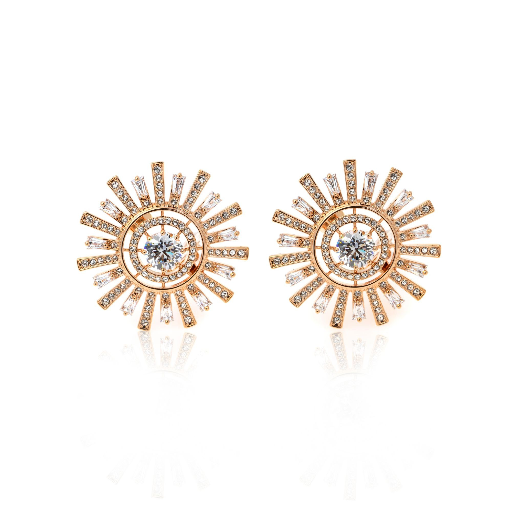 Swarovski Sunshine Rose Gold Tone Czech White Crystal Earrings 5464833 | ShopWorn | Shop Worn