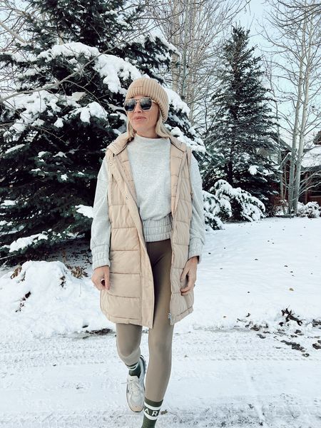 Casual layered winter outfit inspo
Wearing size small in everything
Love the longer puffer vest

#LTKstyletip