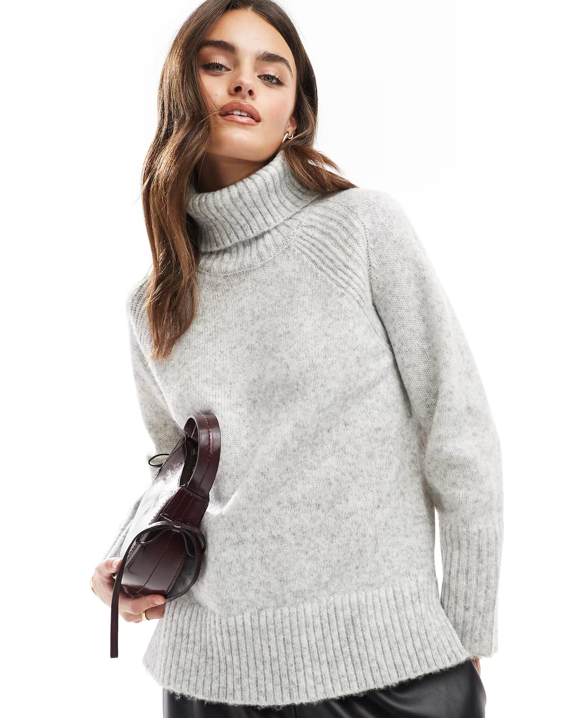 Brave Soul chunky roll neck jumper in light grey | ASOS (Global)
