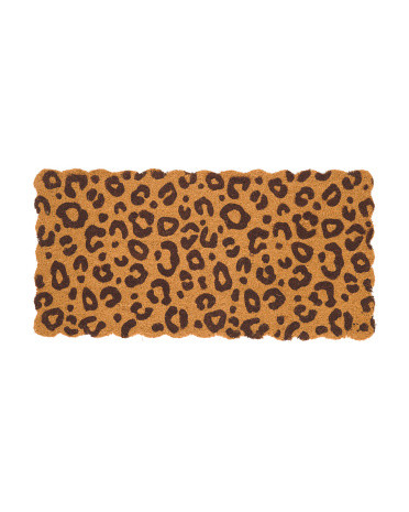 20x40 Cheetah Printed Scalloped Edge Coir Doormat | TJ Maxx