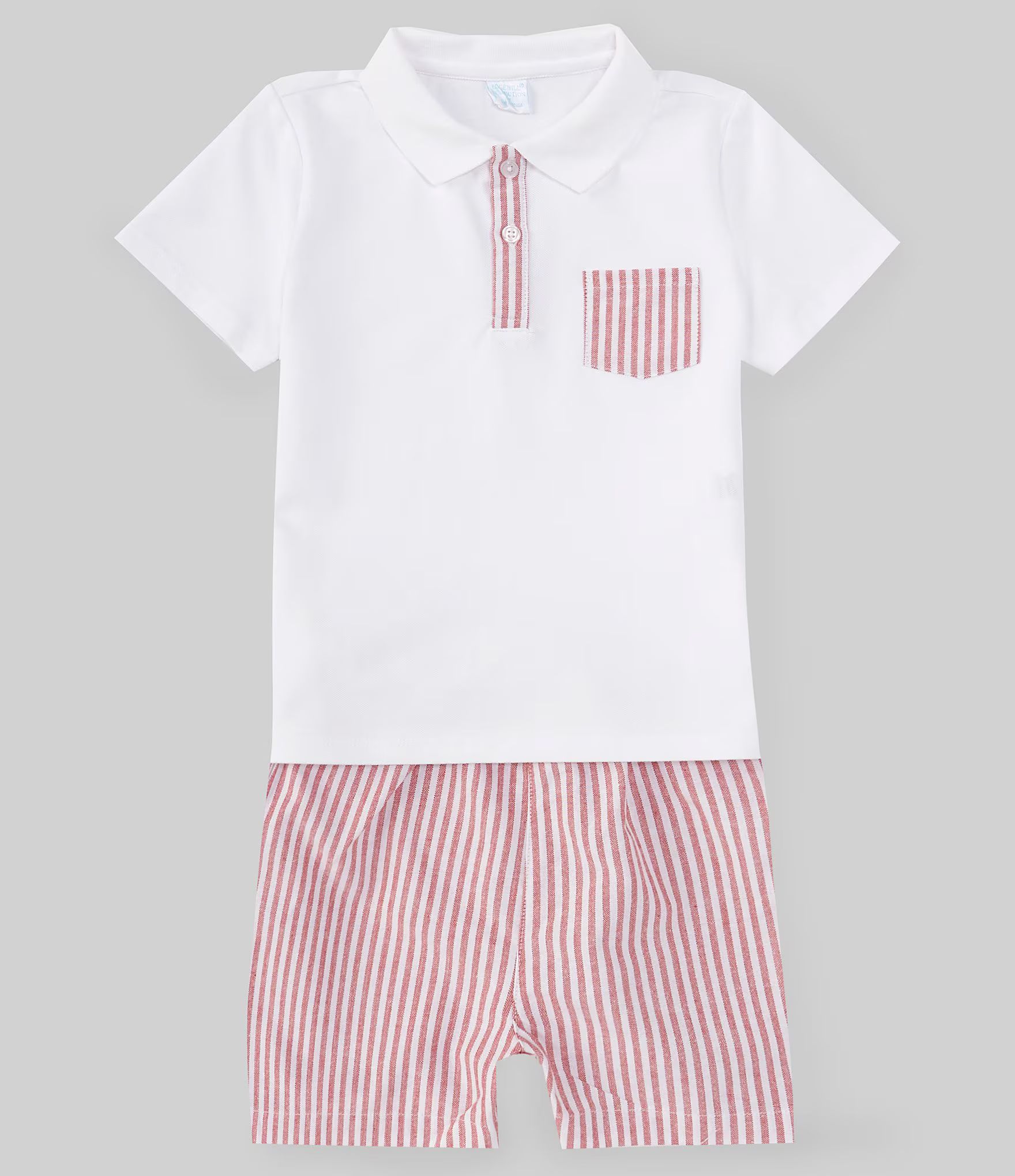 Edgehill Collection x The Broke Brooke Little Boys 2T-7 Beau Pique Knit Polo and Stripe Short Set... | Dillard's