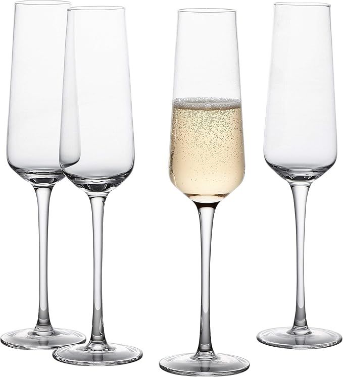 GoodGlassware Champagne Flutes (Set Of 4) 8.5 oz – Tall, Long Stem, Crystal Clear, Classic, and... | Amazon (US)