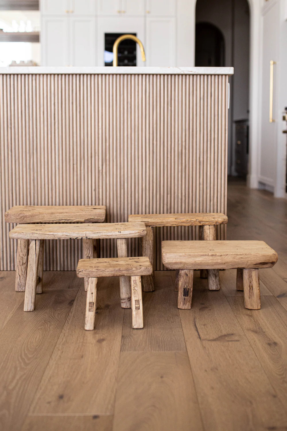 Reclaimed Elm Wood Small Wooden Stool | By Luxe B Co. | luxe bCO