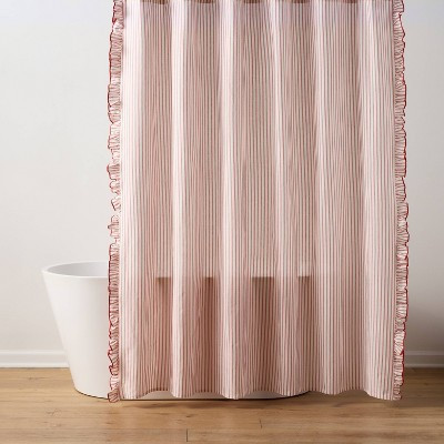 Americana Striped Ruffle Shower Curtain Red - Threshold™ | Target