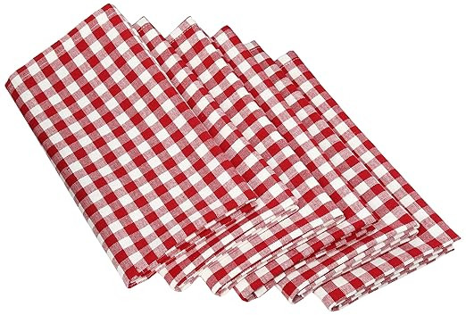 DII 100% Cotton Gingham Check Tabletop Collection, Red, Napkin Set, 6 Piece | Amazon (US)