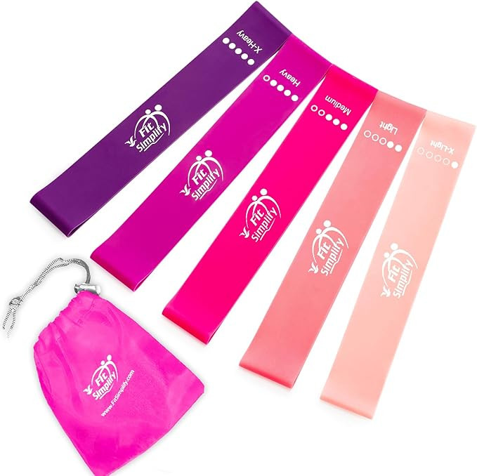 Fit Simplify Resistance Loop Exercise Bands with Instruction Guide and Carry Bag, Set of 5 | Amazon (US)