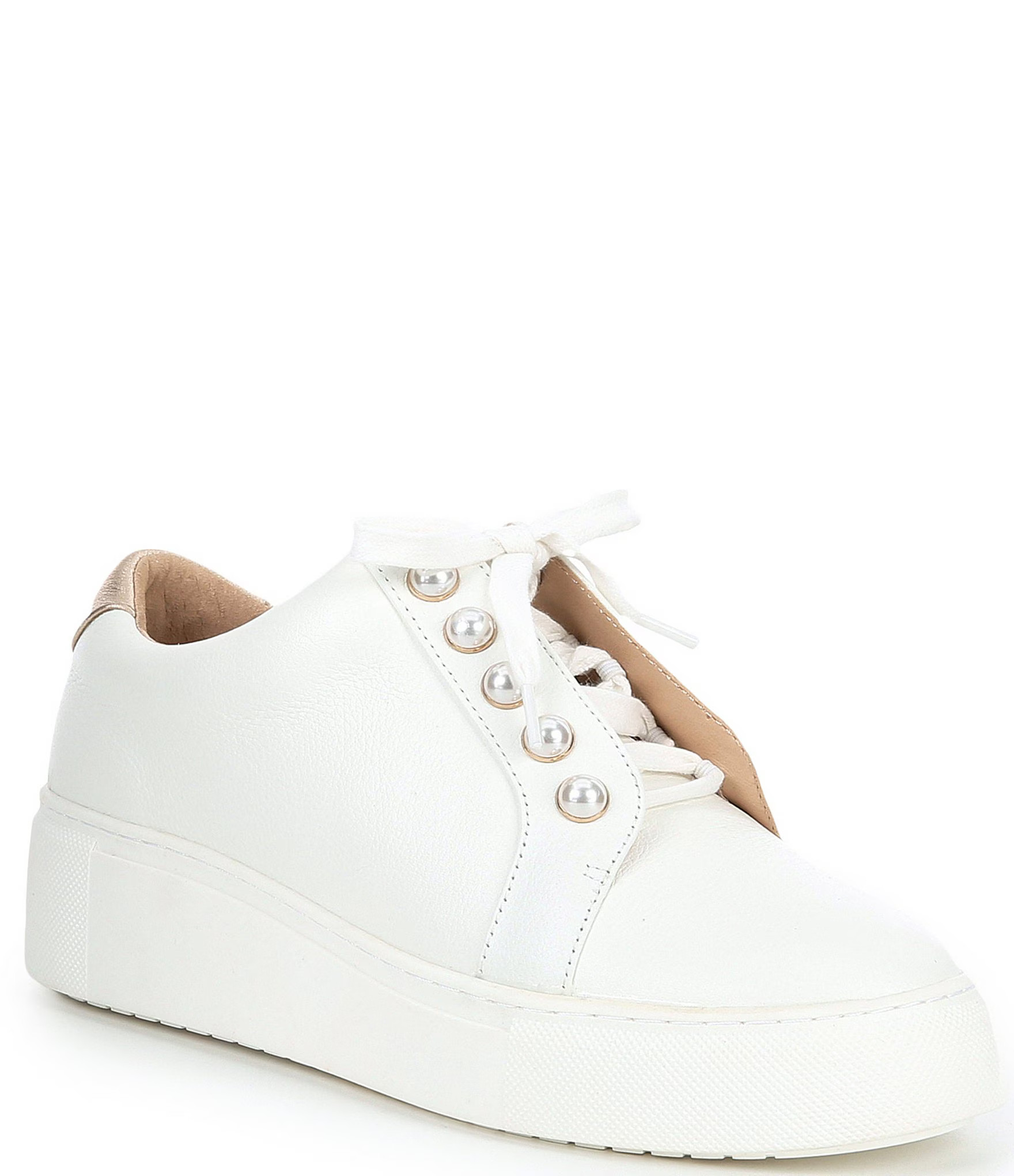 Wrenna Pearl Embellished Leather Platform Sneakers | Dillard's