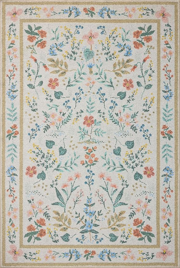 Loloi Rifle Paper Co. Wildwood Collection WWLD-01 Cream 5'-0" x 7'-6" Area Rug | Amazon (US)
