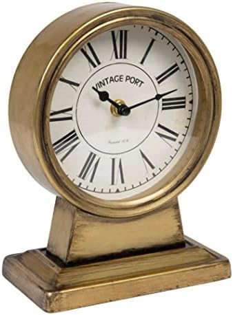Creative Co-Op Vintage Metal Mantel Clock, Gold Finish | Amazon (US)