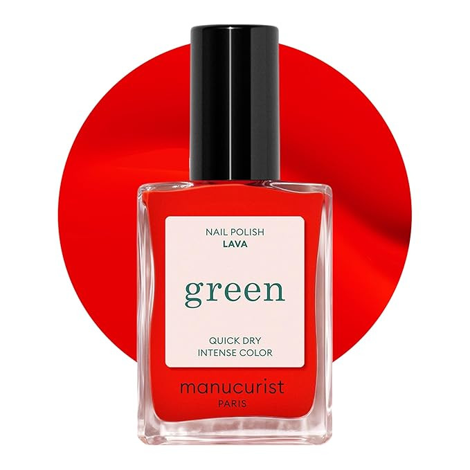 Manucurist Green Quick Dry Nail Polish Lava - Bright Orangey Red Nail Polish - 9-Free, Plant-Base... | Amazon (US)