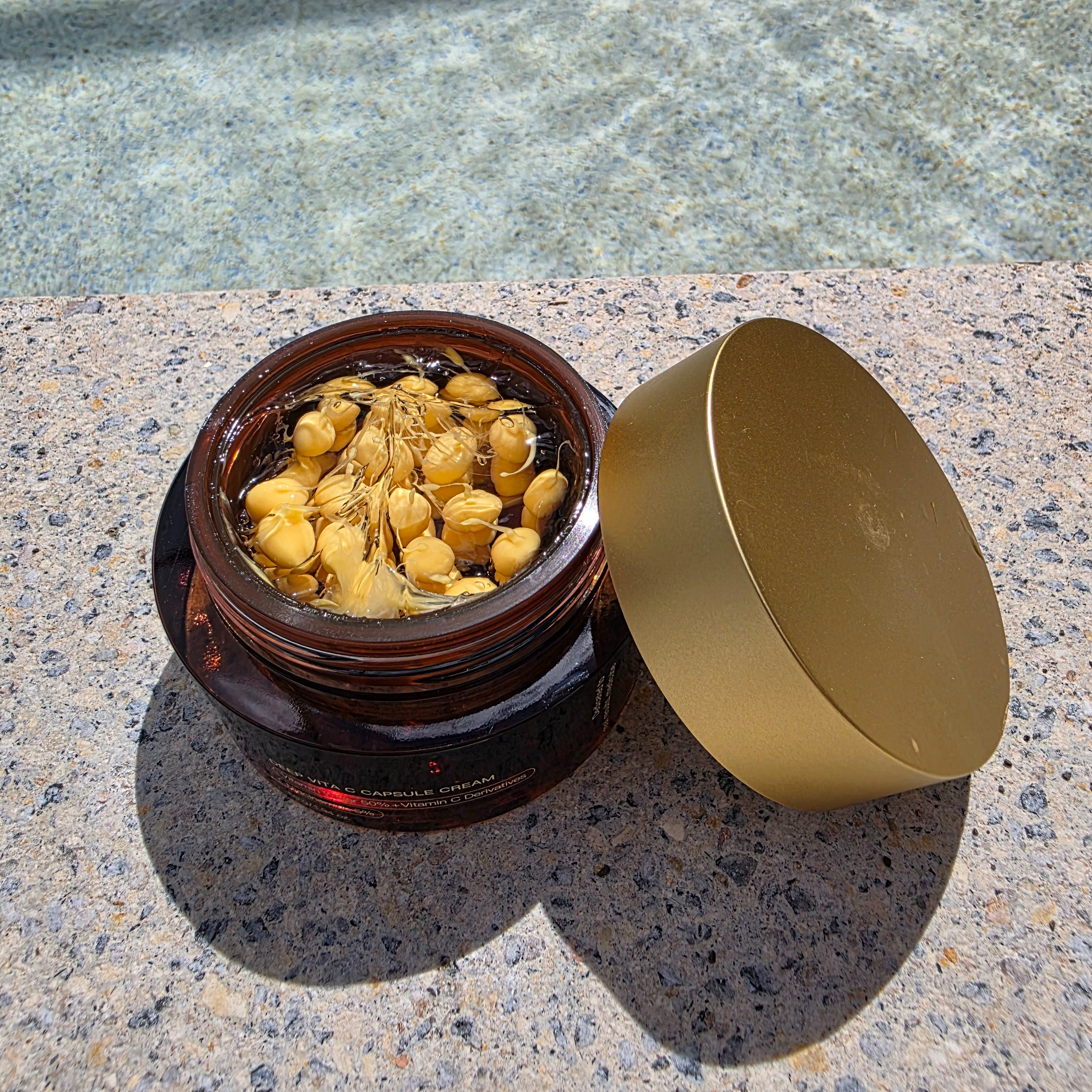 These vitamin C capsules suspended in serum are doing something to me. Each capsule bursts with a fresh dose of vitamin C so it doesn't oxidize before it hits your skin — which is the problem with most vitamin C products, by the way. After 40 when dark spots, dullness, and uneven tone show up, vitamin C is non-negotiable. Linking this below. #ad #vitaminCskincare #capsuleserum #skincareover40 #brightening #antiagingskincare #matureskinskincare #darkspots #over40skincare #vitaminC #glowingskin #serumover40 

 #LTKselfcare #LTKOver40 #LTKBeauty
