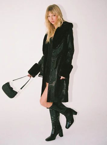 Brooklyn Faux Leather Long Coat Black | Princess Polly AU