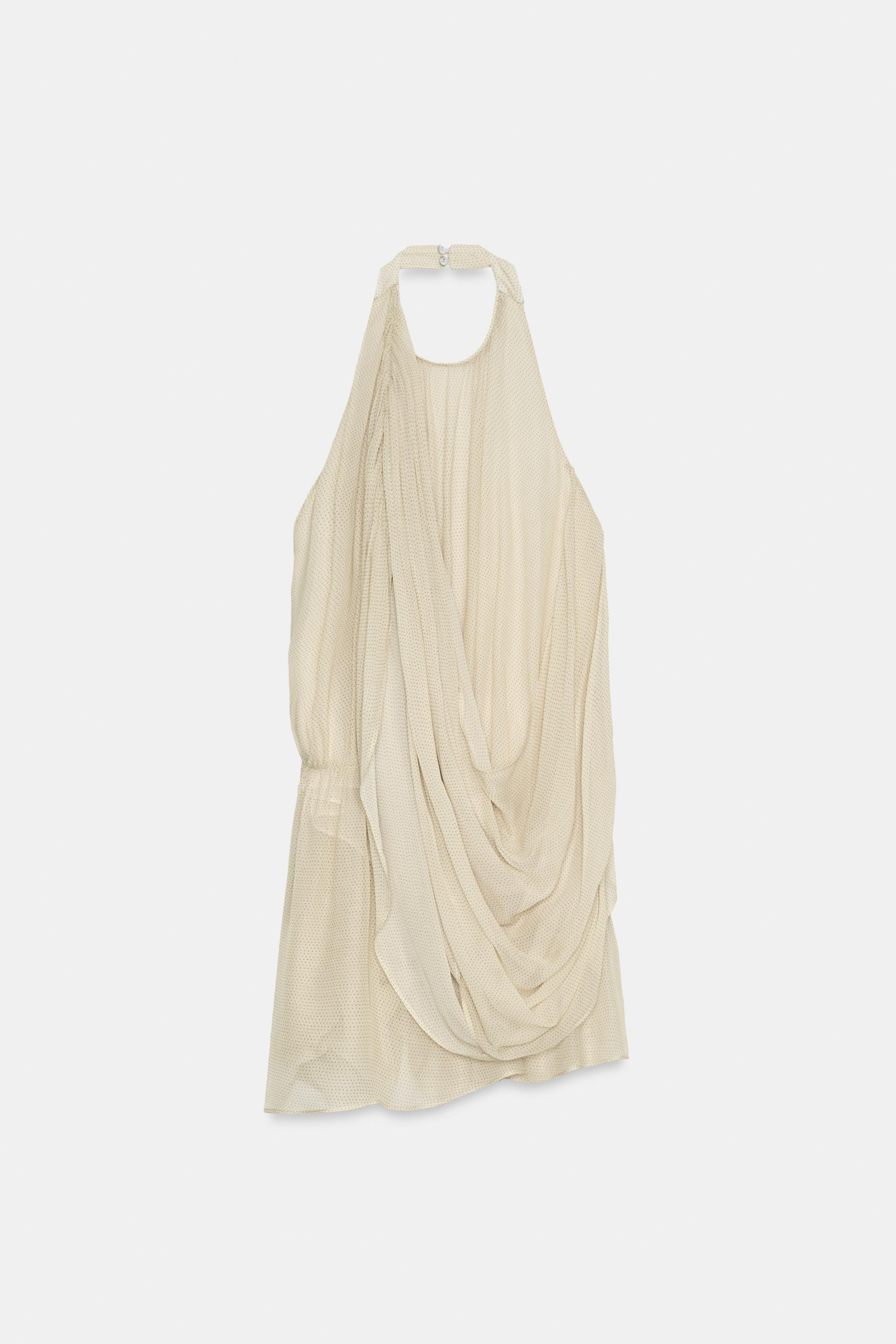 ZW COLLECTION DRAPED POLKA DOT HALTER TOP | Zara US