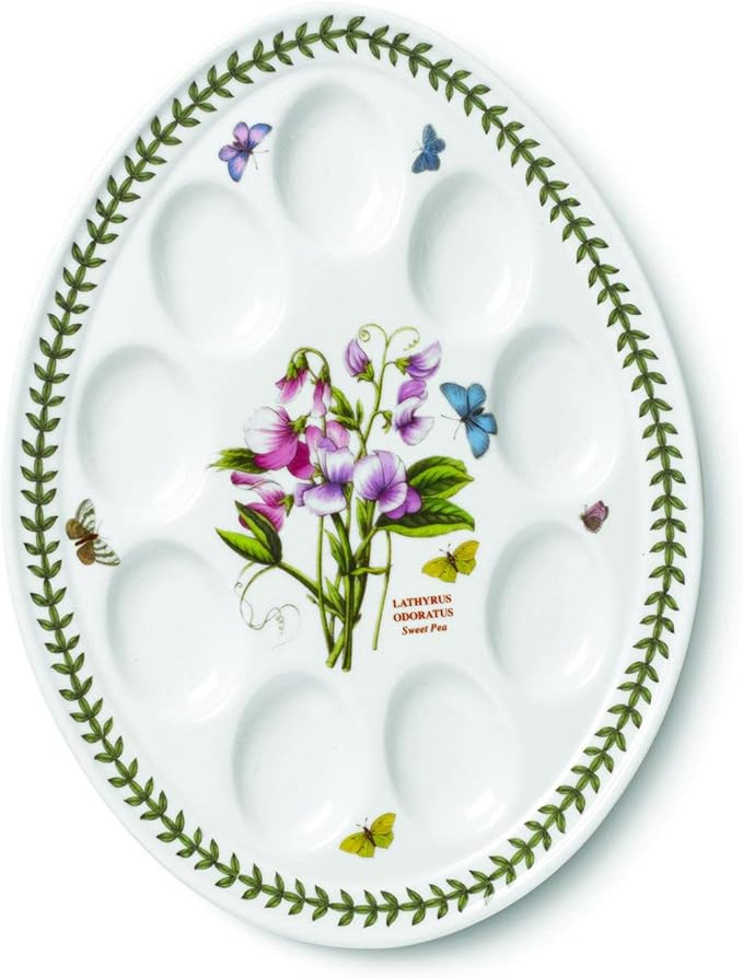 Portmeirion Botanic Garden 12-inch Devilled Egg Platter, Sweet Pea Motif - Durable Porcelain Serv... | Amazon (US)