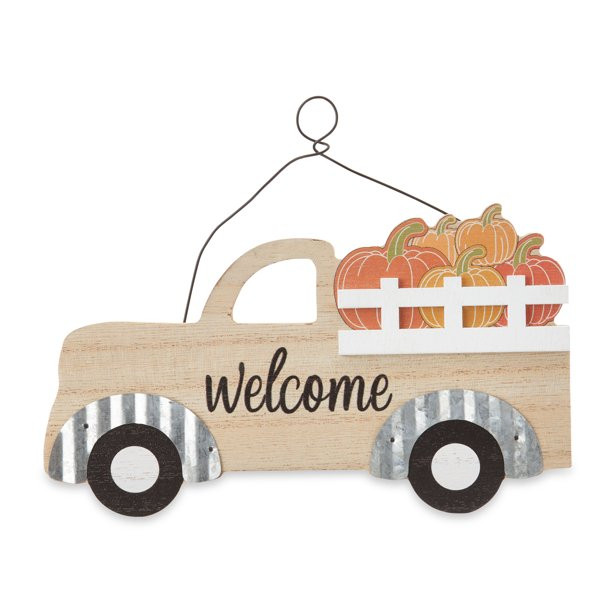 Way to Celebrate Harvest Vintage Natural Wood Truck Wall Decoration | Walmart (US)