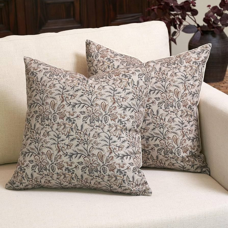 Amor Virisso Floral Throw Pillow Covers 18x18 Set of 2 Couch Pillows for Living Room Farmhouse Vi... | Amazon (US)