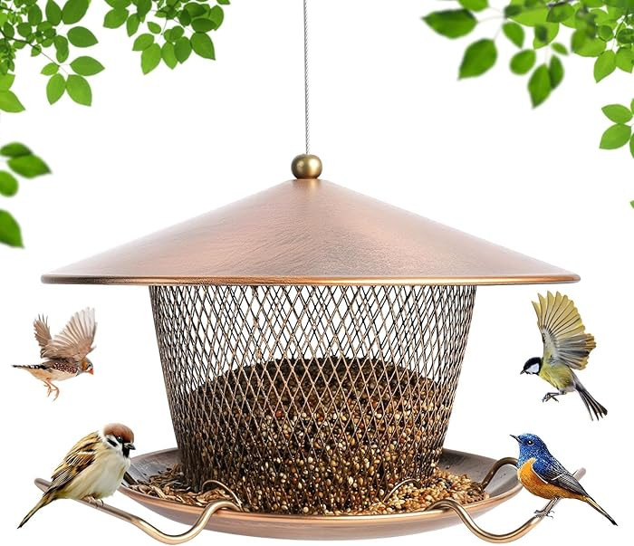 Metal Bird Feeder for Outdoors Hanging, Large Roof Bird Feeders for Cardinal, 3LB Wild Birdfeeder... | Amazon (US)