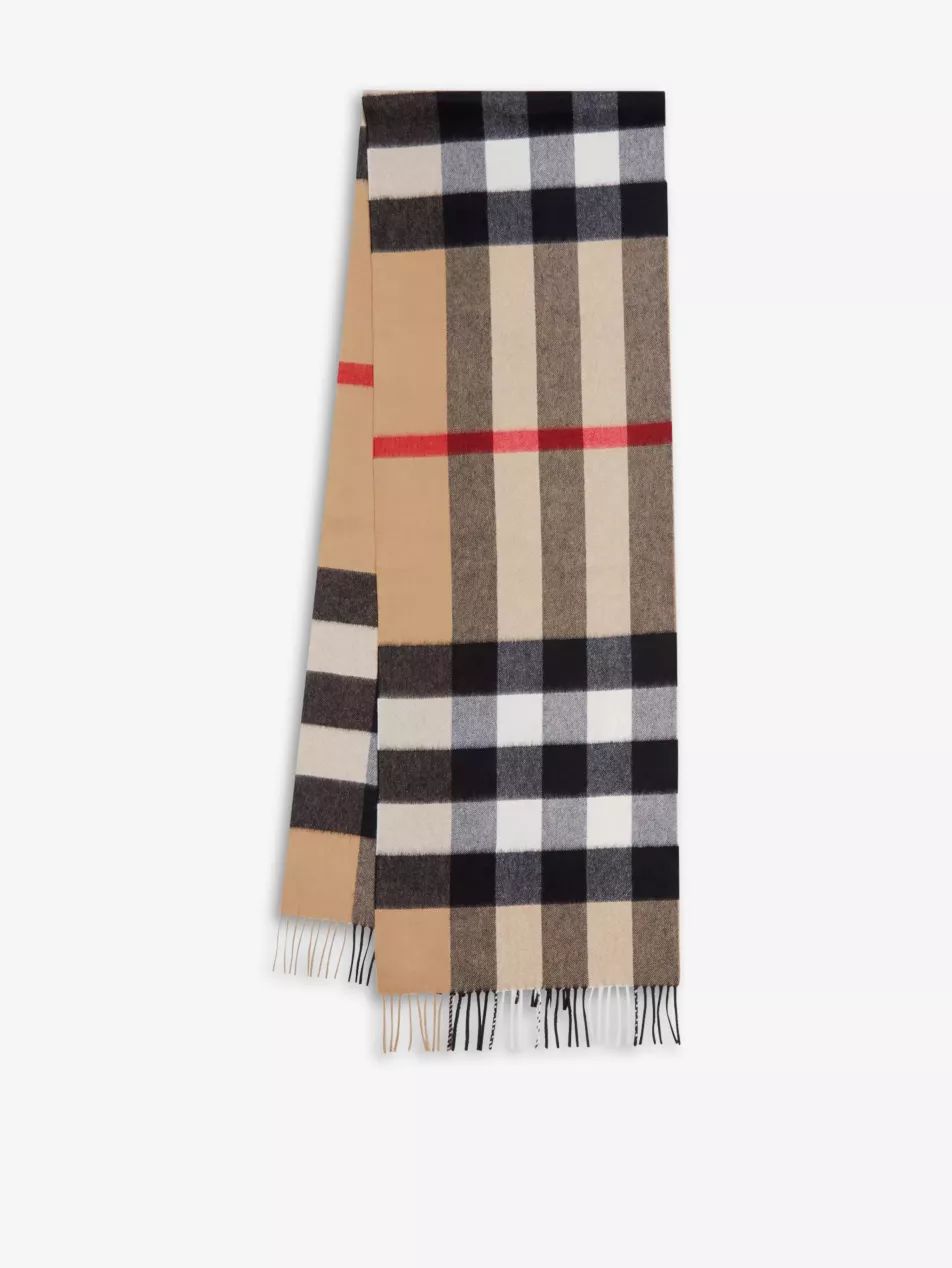 Check-print cashmere scarf | Selfridges