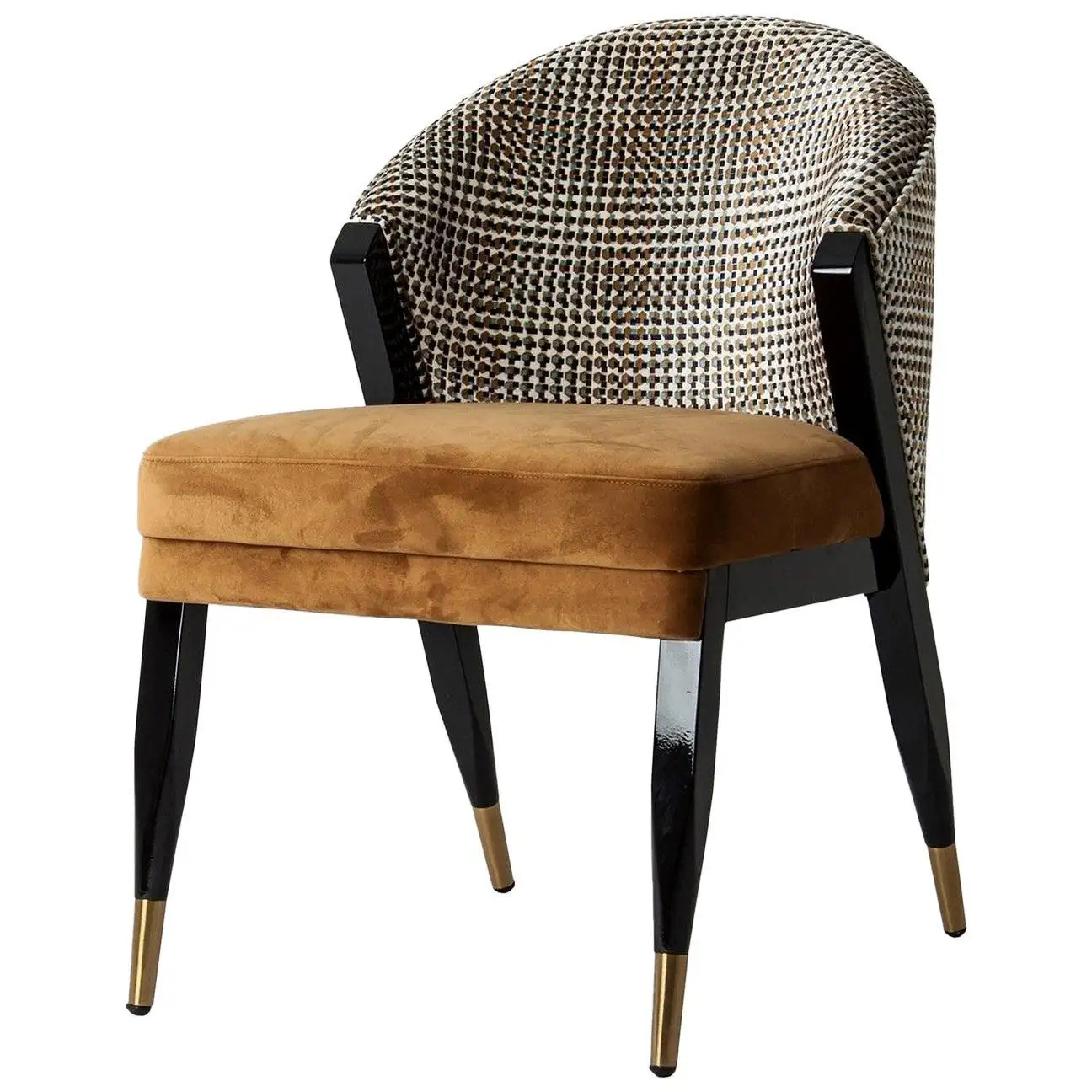Black Lacquer Wooden and Velvet Chair | 1stDibs