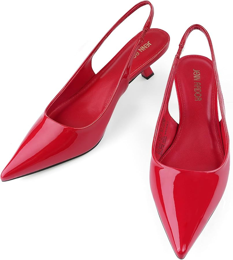 JENN ARDOR Slingback Heels for Women Low Heels Dress Shoes Kitten Pumps Dressy Heeled Sandals Wid... | Amazon (US)