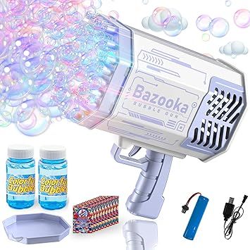 Krasna 69 holes Bazooka Bubble Gun, Automatic 9000+ Bubbles Per Minute Bubble Gun with Colorful L... | Amazon (CA)