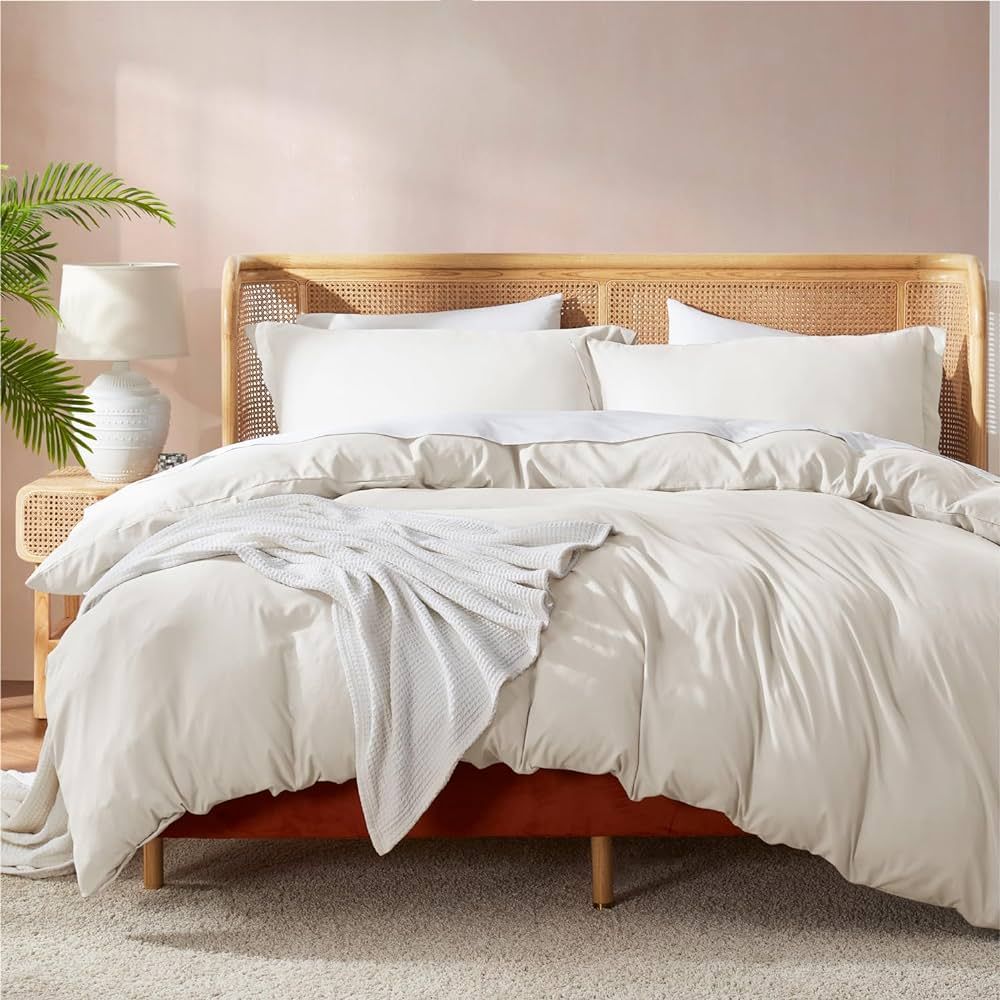 Nestl Off White Duvet Cover King Size - Soft Double Brushed King Duvet Cover Set, 3 Piece, with B... | Amazon (US)