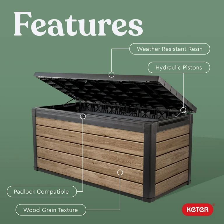 Keter Signature 150 Gallon Durable Weatherproof Resin Deck Box Organization and Storage for Outdo... | Walmart (US)