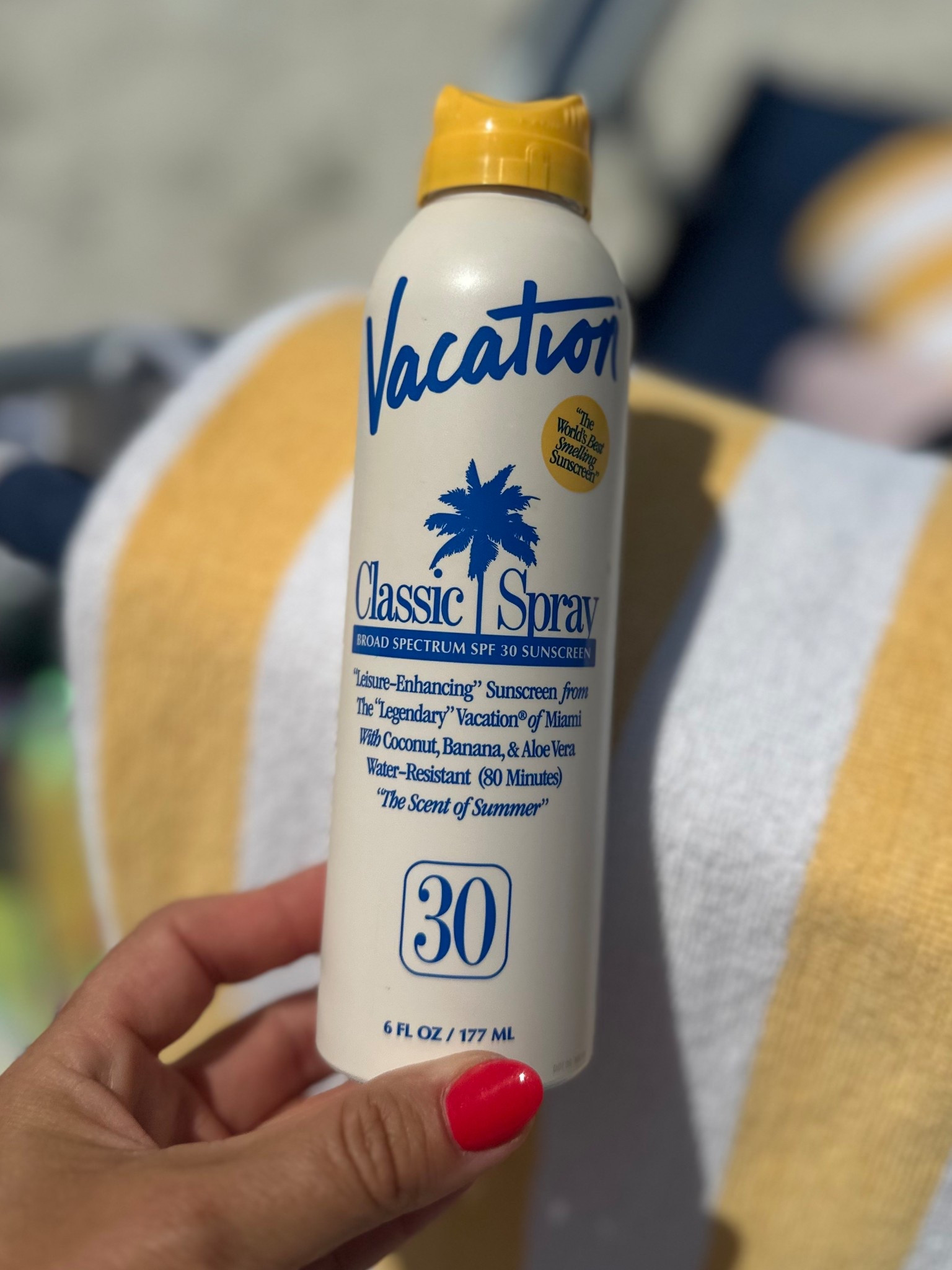 The best smelling sunscreen everrrrr. I bought a can and won’t let anyone else use it! It’s heavenly and also goes on really evenly bc the spray if very powerful! You won’t miss spots or be streaky!

#LTKTravel #LTKBeauty #LTKSummerEdit