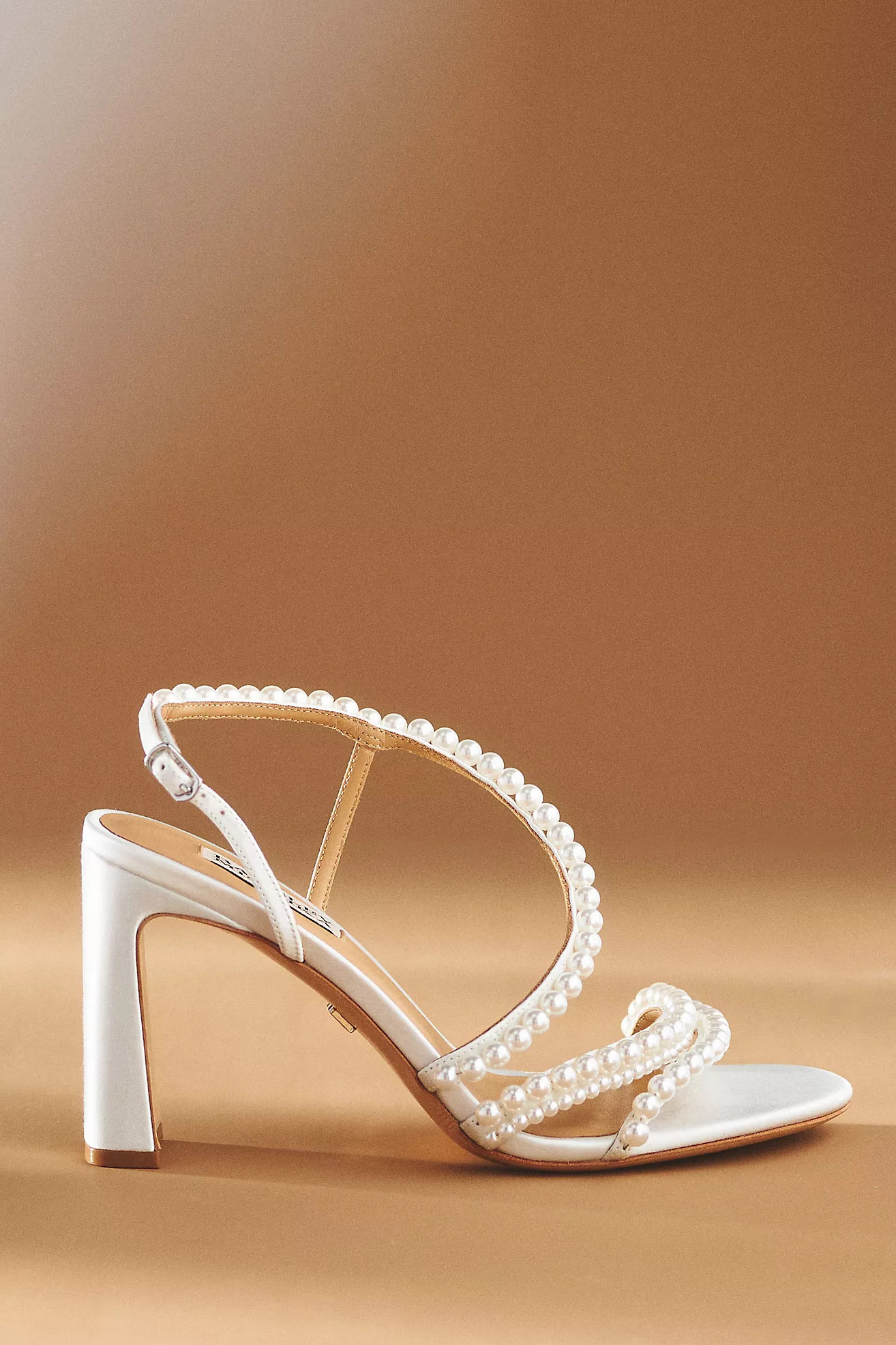 Badgley Mischka Amora Pearl-Strap Satin Heels | Anthropologie (US)