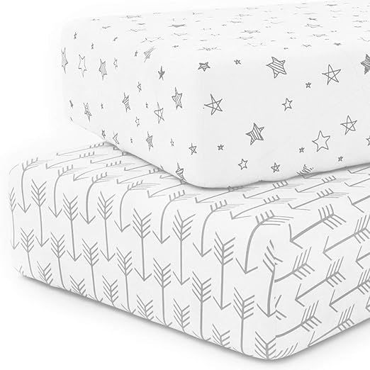 Crib Sheet Set 100% Jersey Cotton, 2-Pack, Fitted Cotton Baby & Toddler Universal Crib Sheets Uni... | Amazon (US)