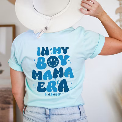 Simply Sage Market S.W.Smiley In My Boy Mom Era Front And Back Short Sleeve Tee - M - Ice Blue | Target