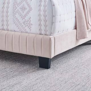 Celine Pink Channel Tufted Performance Velvet Queen Bed | The Home Depot