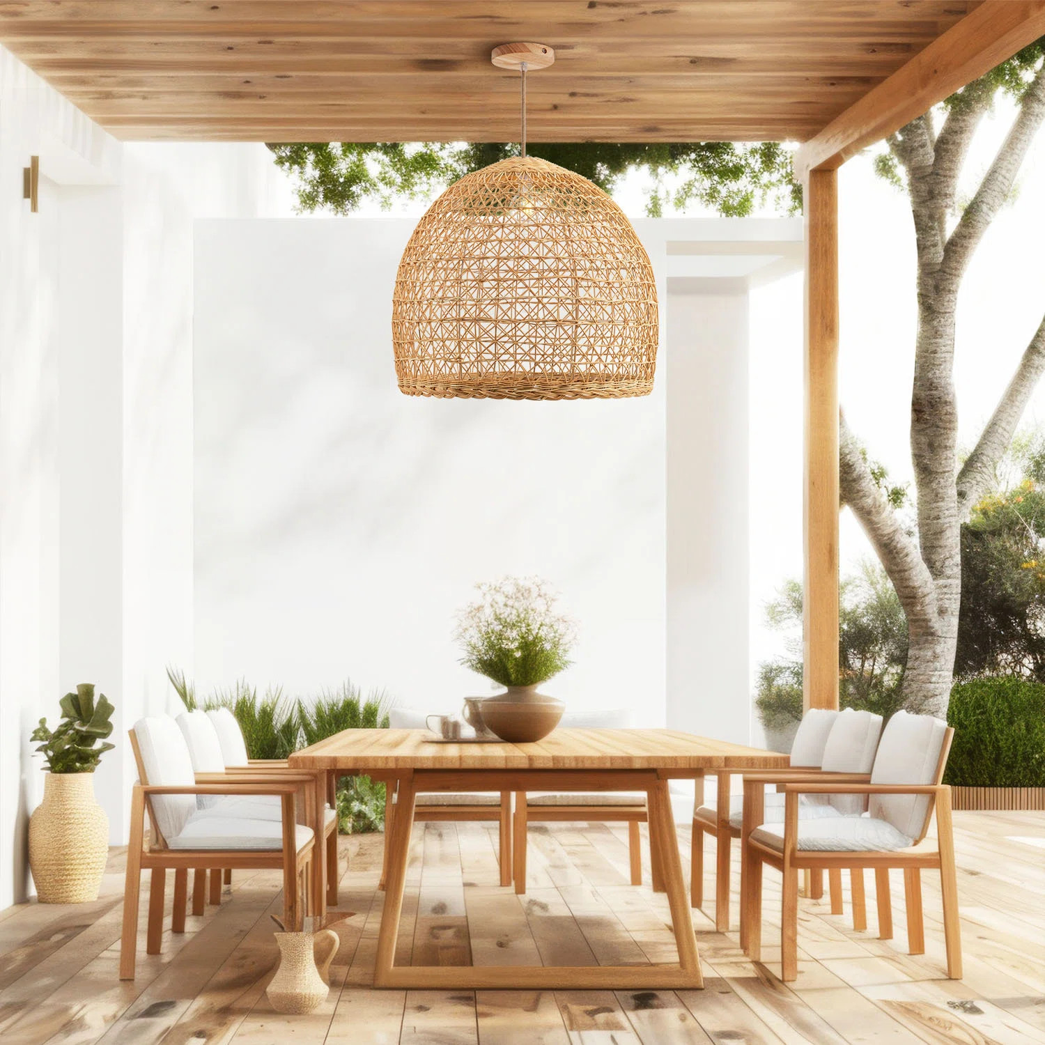 Outdoor Lumiere Dome Rattan Pendant Light | Joss & Main