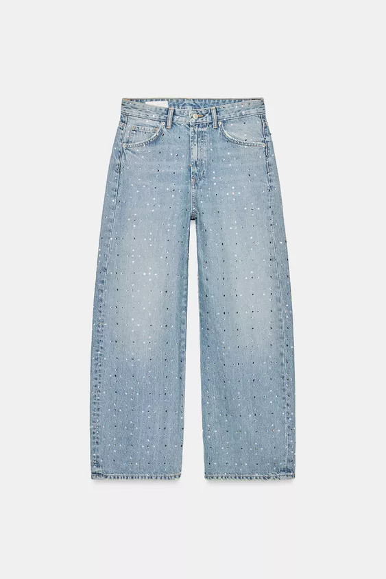 MID-WAIST - BAGGY BALLOONMid-waist jeans with belt loops and five pockets. Featuring glitter deta... | Zara UK